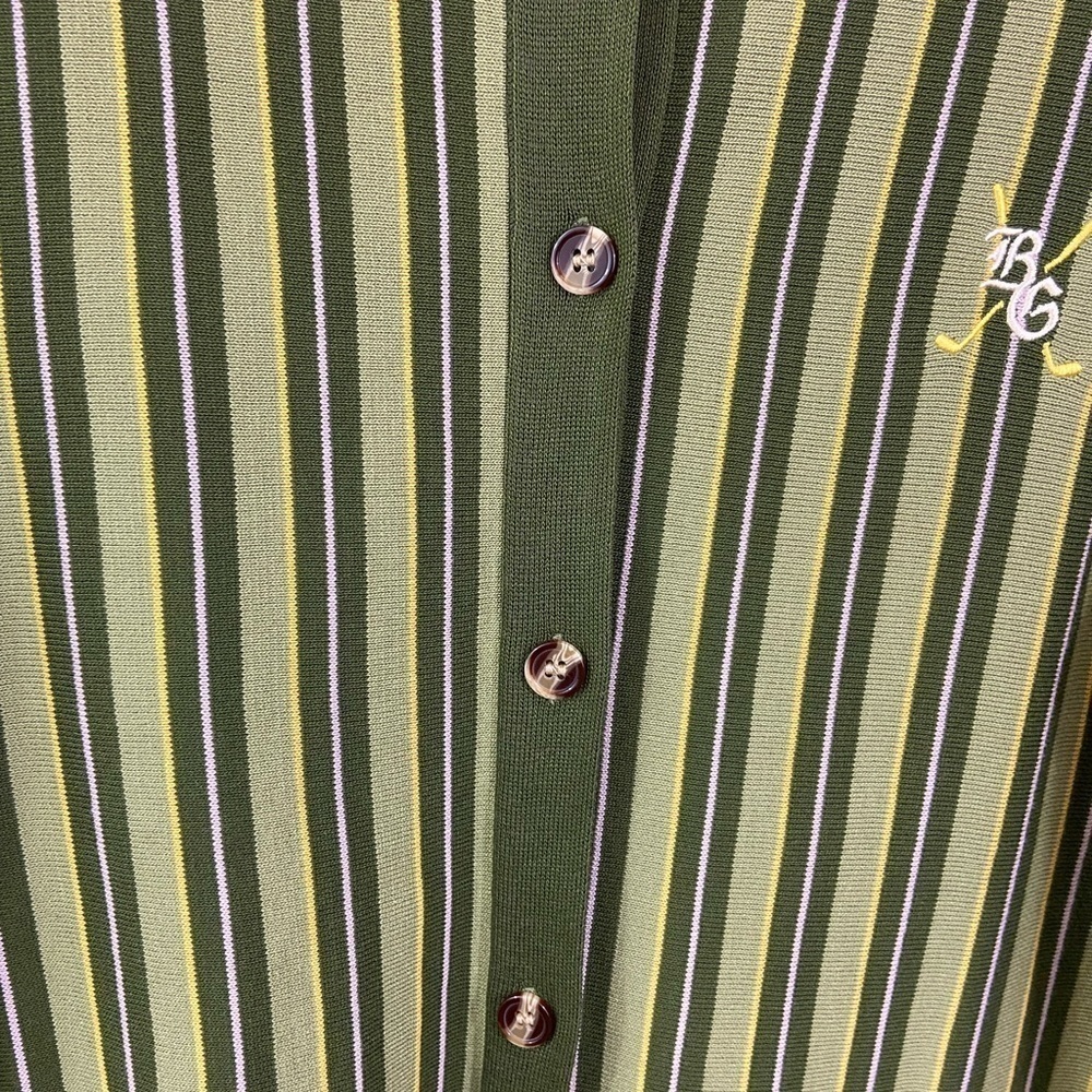 UNRL Barstool Y2K Golf Cardigan Men's M Striped Green Retro Sports Grandpa - Picture 5 of 9